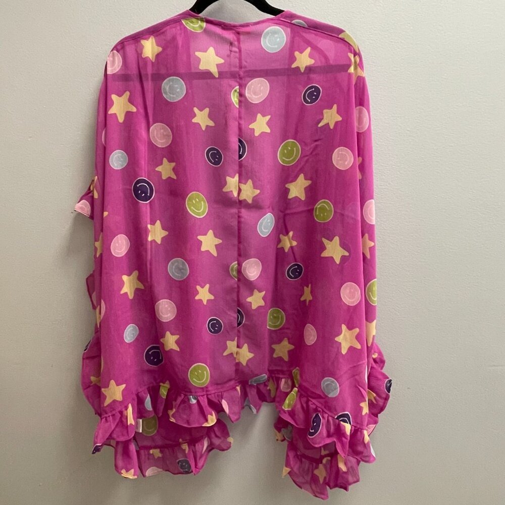 Easel Smiles For Days Multicolor Short Sleeve Kimono - Size L - NWT - Picture 2 of 4